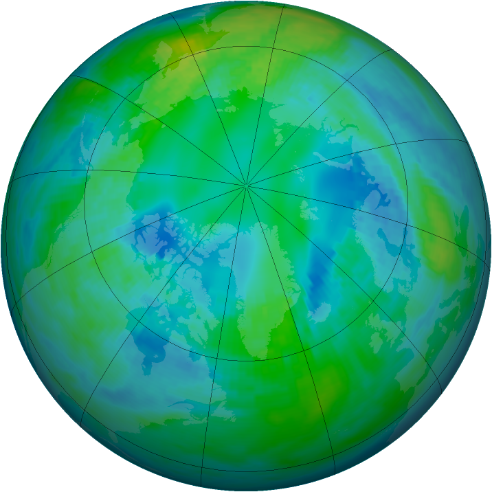 Arctic ozone map for 25 October 1991